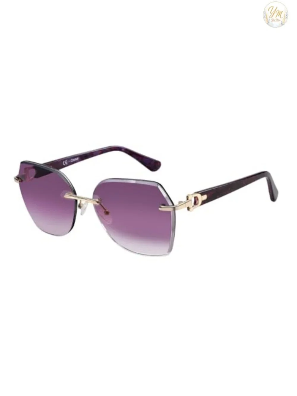 Oversized Rimless Sunglasses Women UV400 Protection Metal Acetate Frame